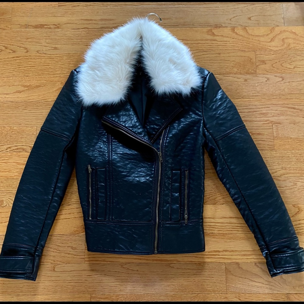 EXPRESS Beautiful, faux, leather motorcycle style jacket size medium